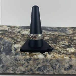 Men’s stainless steel 8mm wood effect ring